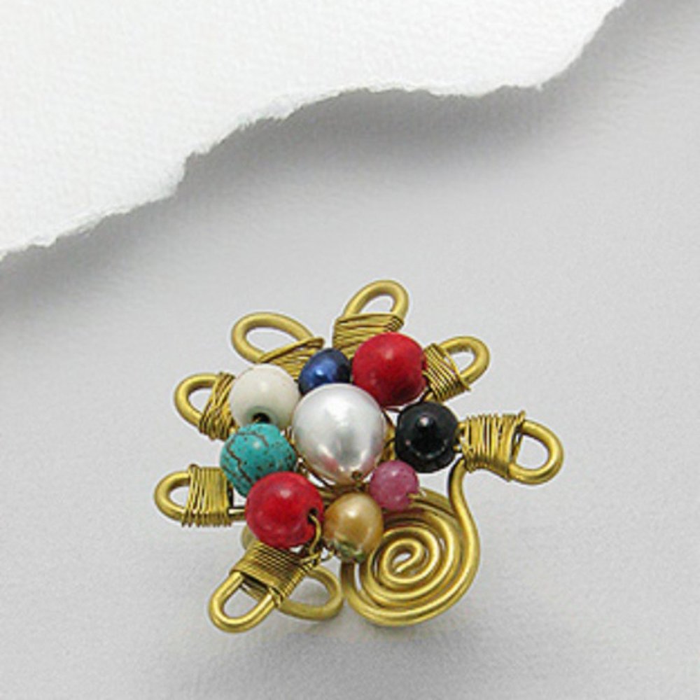 Multi Pearl and Natural Gemstone Blossom Ring